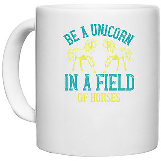                       UDNAG White Ceramic Coffee / Tea Mug 'Unicorn | be a unicorn in a field of horses' Perfect for Gifting [330ml]                                              
