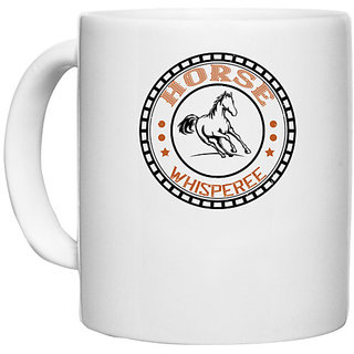                       UDNAG White Ceramic Coffee / Tea Mug 'Horse | horse whisperee' Perfect for Gifting [330ml]                                              