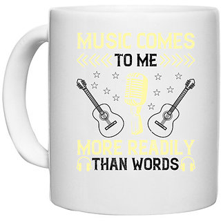                       UDNAG White Ceramic Coffee / Tea Mug 'Music | Music comes to me more readily than words' Perfect for Gifting [330ml]                                              
