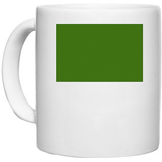                       UDNAG White Ceramic Coffee / Tea Mug '| Green Background' Perfect for Gifting [330ml]                                              