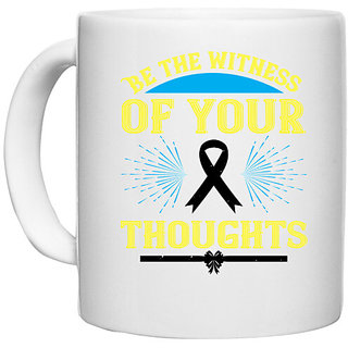                       UDNAG White Ceramic Coffee / Tea Mug 'Witness, Laywer | Be the witness of your thoughts' Perfect for Gifting [330ml]                                              