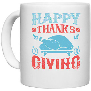                       UDNAG White Ceramic Coffee / Tea Mug 'Thanksgiving Day | Happy thanks giving' Perfect for Gifting [330ml]                                              