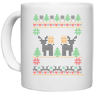                       UDNAG White Ceramic Coffee / Tea Mug 'Illustration | Template 48' Perfect for Gifting [330ml]                                              