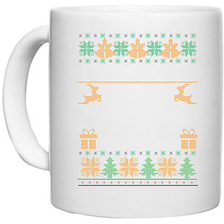                       UDNAG White Ceramic Coffee / Tea Mug 'Illustration | Template 47' Perfect for Gifting [330ml]                                              