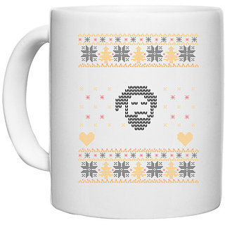                      UDNAG White Ceramic Coffee / Tea Mug 'Illustration | Template 37' Perfect for Gifting [330ml]                                              