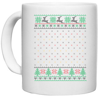                       UDNAG White Ceramic Coffee / Tea Mug 'Illustration | Template 36' Perfect for Gifting [330ml]                                              