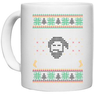                       UDNAG White Ceramic Coffee / Tea Mug 'Illustration | Template 32' Perfect for Gifting [330ml]                                              