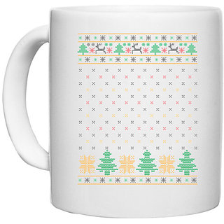                       UDNAG White Ceramic Coffee / Tea Mug 'Illustration | Template 31' Perfect for Gifting [330ml]                                              