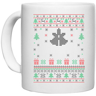                       UDNAG White Ceramic Coffee / Tea Mug 'Illustration | Template 19' Perfect for Gifting [330ml]                                              