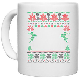                       UDNAG White Ceramic Coffee / Tea Mug 'Illustration | Template 17' Perfect for Gifting [330ml]                                              