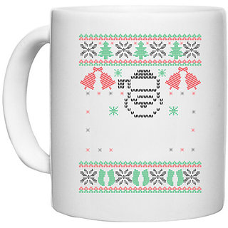                       UDNAG White Ceramic Coffee / Tea Mug 'Illustration | Template 7' Perfect for Gifting [330ml]                                              