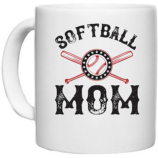                       UDNAG White Ceramic Coffee / Tea Mug 'Mother, Softball | softball mom copy' Perfect for Gifting [330ml]                                              