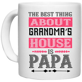                       UDNAG White Ceramic Coffee / Tea Mug 'Father Grand Mother | the best thing about grandmas' Perfect for Gifting [330ml]                                              
