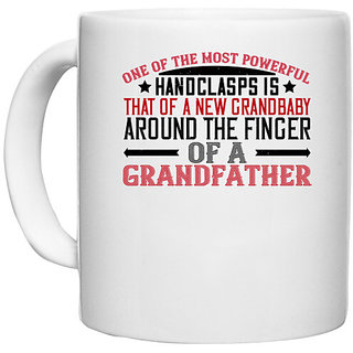                       UDNAG White Ceramic Coffee / Tea Mug 'Grand Father | One of the most powerful handclasps' Perfect for Gifting [330ml]                                              