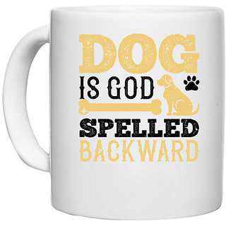                       UDNAG White Ceramic Coffee / Tea Mug 'Dog | Dog is  spelled backward' Perfect for Gifting [330ml]                                              