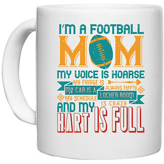                       UDNAG White Ceramic Coffee / Tea Mug 'Mother | I'm football mom my voice is hoarse' Perfect for Gifting [330ml]                                              