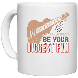                      UDNAG White Ceramic Coffee / Tea Mug 'Music Guitar | I'll always be your biggest fan' Perfect for Gifting [330ml]                                              