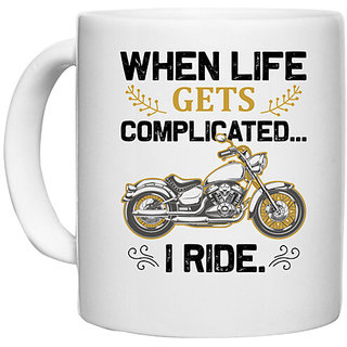                       UDNAG White Ceramic Coffee / Tea Mug 'Rider | When Life' Perfect for Gifting [330ml]                                              