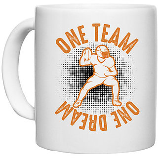                       UDNAG White Ceramic Coffee / Tea Mug 'Baseball | One Team' Perfect for Gifting [330ml]                                              