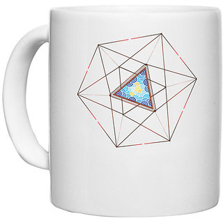                       UDNAG White Ceramic Coffee / Tea Mug 'Illustration | Hexagonal Art' Perfect for Gifting [330ml]                                              