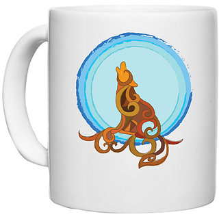                       UDNAG White Ceramic Coffee / Tea Mug 'Illustration | Dog Art' Perfect for Gifting [330ml]                                              