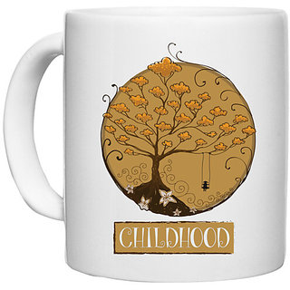                       UDNAG White Ceramic Coffee / Tea Mug '| Childhood' Perfect for Gifting [330ml]                                              