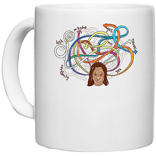                       UDNAG White Ceramic Coffee / Tea Mug '| Mind' Perfect for Gifting [330ml]                                              