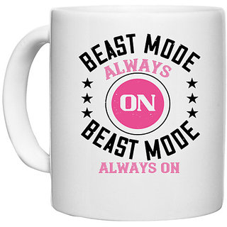                       UDNAG White Ceramic Coffee / Tea Mug 'Gym | best mode always on best mode alwayes on' Perfect for Gifting [330ml]                                              