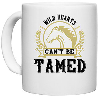                       UDNAG White Ceramic Coffee / Tea Mug 'Horse | wild hearts cant be tamed' Perfect for Gifting [330ml]                                              