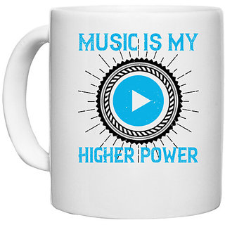                       UDNAG White Ceramic Coffee / Tea Mug 'Music | Music is my higher power' Perfect for Gifting [330ml]                                              