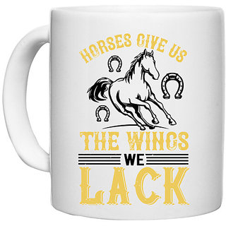                       UDNAG White Ceramic Coffee / Tea Mug 'Horse | horses give us the wings we lack' Perfect for Gifting [330ml]                                              