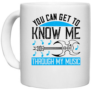                       UDNAG White Ceramic Coffee / Tea Mug 'Music | You can get to know me through my music' Perfect for Gifting [330ml]                                              