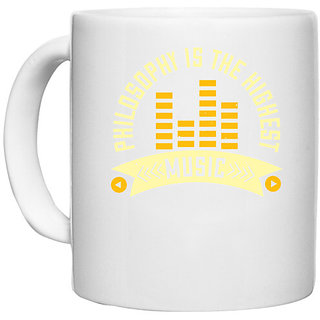                       UDNAG White Ceramic Coffee / Tea Mug 'Music | Philosophy is the highest music' Perfect for Gifting [330ml]                                              