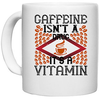                       UDNAG White Ceramic Coffee / Tea Mug 'Coffee | its a vitamin' Perfect for Gifting [330ml]                                              