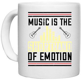                       UDNAG White Ceramic Coffee / Tea Mug 'Music | Music is the shorthand of emotion' Perfect for Gifting [330ml]                                              