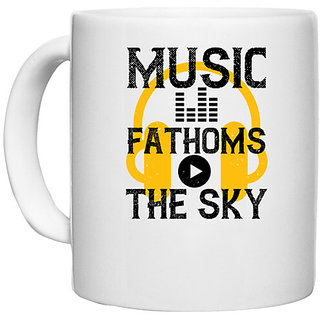                       UDNAG White Ceramic Coffee / Tea Mug 'Music | Music Fathoms The Sky' Perfect for Gifting [330ml]                                              