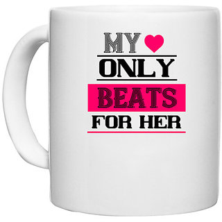                       UDNAG White Ceramic Coffee / Tea Mug 'Music | my love only for her' Perfect for Gifting [330ml]                                              
