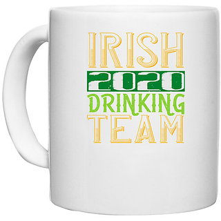                       UDNAG White Ceramic Coffee / Tea Mug 'Irish | irish 2020 drinking team' Perfect for Gifting [330ml]                                              