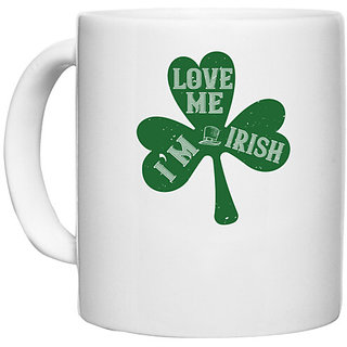                       UDNAG White Ceramic Coffee / Tea Mug 'Irish | love me im irish' Perfect for Gifting [330ml]                                              