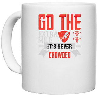                       UDNAG White Ceramic Coffee / Tea Mug 'Gym | Go the extra mile. Its never crowded' Perfect for Gifting [330ml]                                              