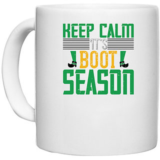                       UDNAG White Ceramic Coffee / Tea Mug 'Keep Calm | keep calm its boot season' Perfect for Gifting [330ml]                                              