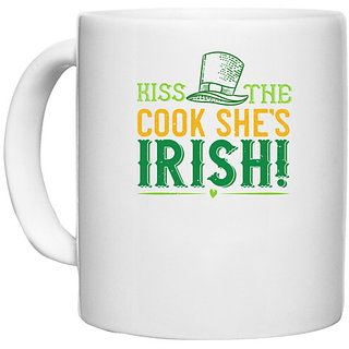                       UDNAG White Ceramic Coffee / Tea Mug 'Irish | kiss the cook shes irish' Perfect for Gifting [330ml]                                              