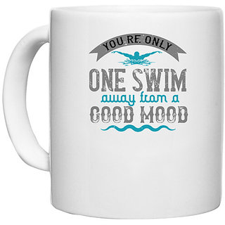                       UDNAG White Ceramic Coffee / Tea Mug 'Swimming | Youre only one swim' Perfect for Gifting [330ml]                                              