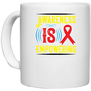                       UDNAG White Ceramic Coffee / Tea Mug 'Awareness | Awareness is empowering-02' Perfect for Gifting [330ml]                                              