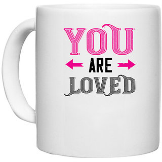                       UDNAG White Ceramic Coffee / Tea Mug 'Love | you are loved' Perfect for Gifting [330ml]                                              