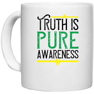                       UDNAG White Ceramic Coffee / Tea Mug 'Thanks Giving | Truth is pure awareness' Perfect for Gifting [330ml]                                              