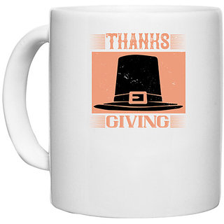                       UDNAG White Ceramic Coffee / Tea Mug 'Thanks Giving | Thanksgiving' Perfect for Gifting [330ml]                                              