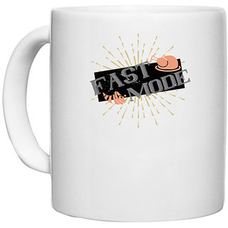                       UDNAG White Ceramic Coffee / Tea Mug 'Thanks Giving | Fast mode' Perfect for Gifting [330ml]                                              