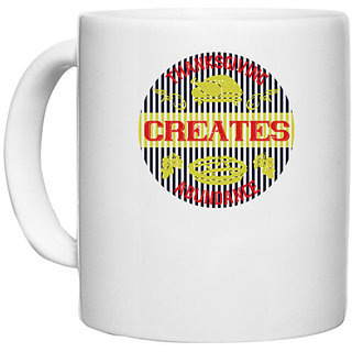                       UDNAG White Ceramic Coffee / Tea Mug 'Thanks Giving | Thanksgiving creates abundance' Perfect for Gifting [330ml]                                              
