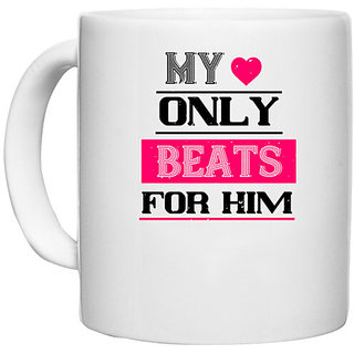                       UDNAG White Ceramic Coffee / Tea Mug 'Music | my love only for him' Perfect for Gifting [330ml]                                              